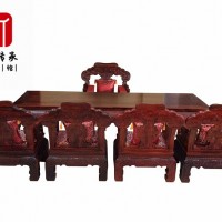莆田市一木传承古典家具大红酸枝独板会议桌六件套