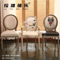 法式西餐厅椅子 实木餐椅 美式古典休闲椅 复古怀旧圆背椅设计定制