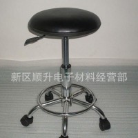 防静电皮革圆凳面包凳办公升降椅管子脚轮带脚踏圈PU发泡圆凳黑