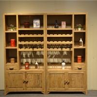 美家家具 实木红酒柜 酒吧柜 简约葡萄酒架 红酒架 展示柜 地柜 多层柜子 家用实木红酒展示架 创意落地架 酒柜酒吧客厅