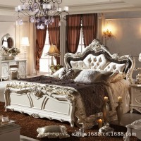 法式经典大床 浪漫奢华 板木结合 卧室家具 一件批发  兴珠豪