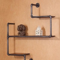 宇斌美式复古铁艺隔板墙上置物架 家用客厅酒吧装饰水管置物架