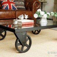 艺园小寨 复古工矿怀旧cafe风家具/佩鲁贾铁艺车轮咖啡桌/茶几