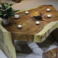 福州玩木真木业有限公司南美胡桃木 茶桌现代简约设计风格茶几 天然纯实木大板厂家直供特价（116+100）-93-15c