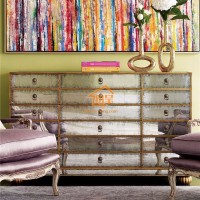 奢华镜面多斗柜 别墅储物柜定制定做 高品质实木储物柜