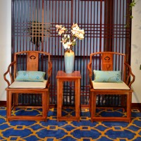 和谐红木 浙江东阳红木家具 非洲花梨木 南官帽椅休闲椅3件套