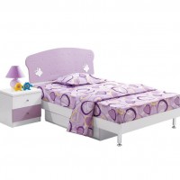 紫粉低价板式床双人床单人床 板材床硬板床1.2米1.5米1.