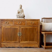 古朴年代老榆木餐边柜茶水柜新中式玄关柜三屉多功能门厅储物柜子