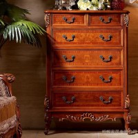 供应虹一HY-MD907美式卧室实木雕花斗柜欧式储物柜