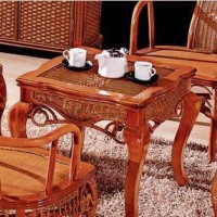 【藤爵】藤编家具 藤艺餐椅 饭店藤餐桌椅 一桌四椅