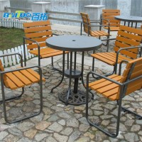 福建户外木头连体桌椅