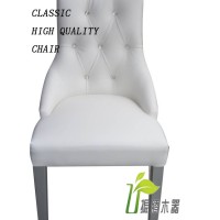 上海木质家具 欧式椅子 白色皮艺休闲椅 银箔酒店椅 新古典实木椅
