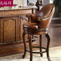 瑞福祥吧椅 外贸实木吧台椅 休闲旋转椅M-201实木椅子美式