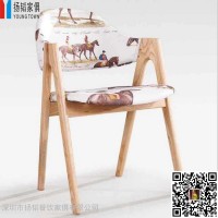 【扬韬供应】欧式 餐椅，布艺软包靠背实木餐椅，简约新古典酒店餐厅椅