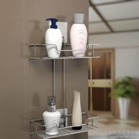 乐贴家居直销不锈钢浴室无痕置物架双层厨房收纳架安装方便可移动可水洗