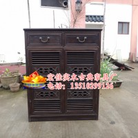 供应中式实木鞋柜收纳柜 简约田园红木储物柜 鸡翅木门厅玄关隔断柜