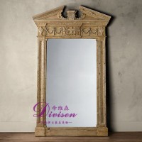 实木手工雕花镜 穿衣镜 玄关装饰镜 美式乡村实木家具定制