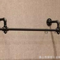 复古铁艺管置物架上墙侧挂衣架壁挂展示架衣帽架挂杆服装店货架