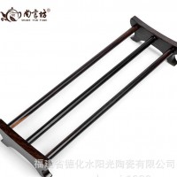 尚言坊 功夫茶具配件茶道零配黑檀木双层杯架杯托茶杯架 加宽大